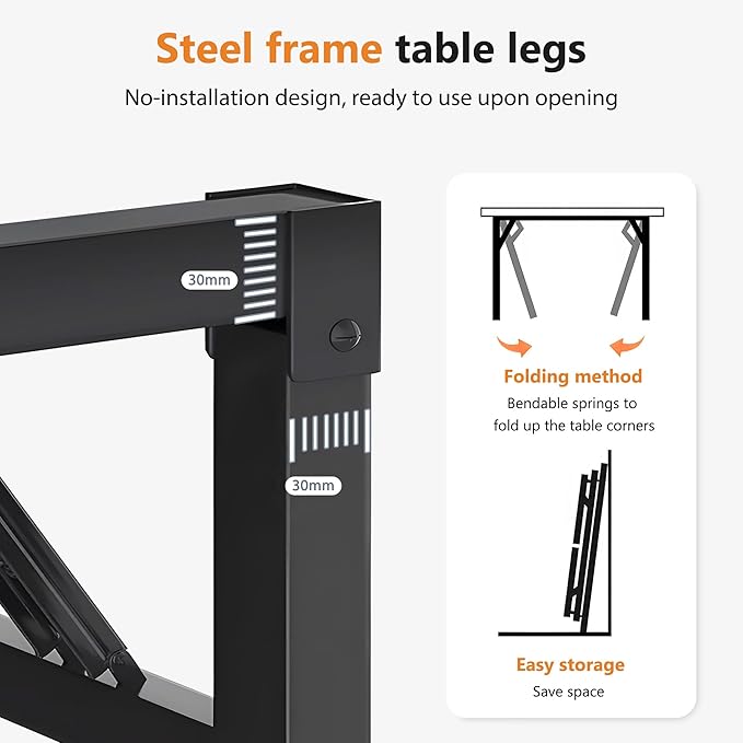 DlandHome Folding Desk for Small Spaces, 35.8 in Computer Desk Folding Table, Foldable Office Desk Writing Workstation for Home Office, Study, Bedroom, No Assembly Required, Retro & Black