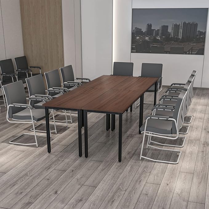 Bonzy Home Conference Tables 9ft Office Computer Desk for Meeting Room Study Writing Printer Podcast Table Save Space Design for 10 People Rustic Vintage Walnut 4PCS 110.2"x47.2"x29.5"