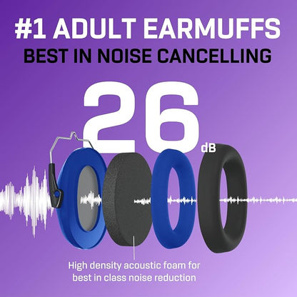 Vanderfields - Hearing Protection Ear Muffs - Over 31 dB (2K Hz) Broad Noise Cancelling Sound Reduction - Adults & Teens