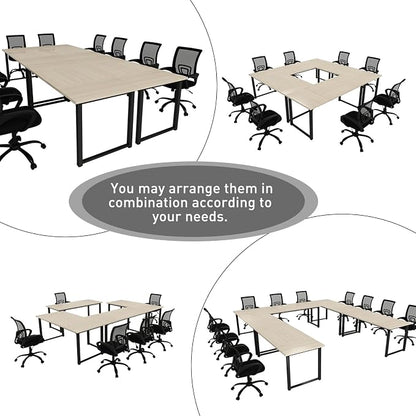 Bonzy Home 24FT Conference Table, Modern Large Meeting Table Office Desks for 28 Person, Long Rectangle Table with Sturdy Metal Frame, 8PCS, 284" D x 64" W x 30" H, Natural