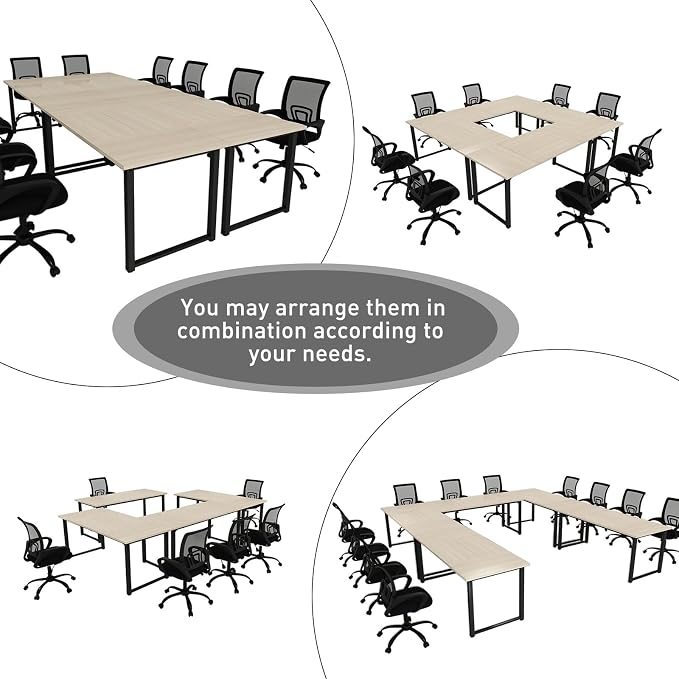 Bonzy Home 6FT Conference Table, 71" L x 32" W x 30" H Long Rectangle Meeting Table, Modern Seminar Table with Super Sturdy Metal Frame for Office, Natural