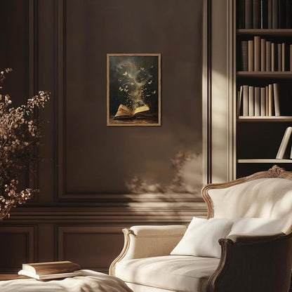 Vintage Book Butterfly Canvas Wall Art, Victorian Bookish Picture Wall Decor, Dark Academia Aesthetic Prints Paintings for Reading Nook Living Room Bedroom Office Library Bookstore 12x16 in Framed