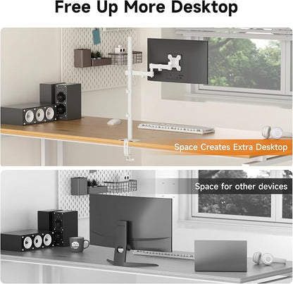 Bracwiser Single Fully Adjustable Standing Height Monitor Arm Stand Mount 800mm Tall for Monitor Computer Screen 13 15 17 19 20 22 23 24 26 27 30 32 inch VESA 75 100 (MD7821W)