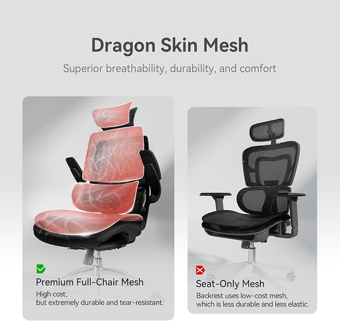 SIHOO M59AS Ergonomic Office Chair, Desk Chair with 3D Flip-up Armrests, Computer Chair with Dual Back Design and Adaptive Dynamic Lumbar Support, 2 Packs, Black