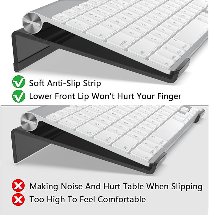 Egchi Acrylic Computer Keyboard Stand for Desk, Keyboard Riser Tilt Lift, Keyboard Holder for Desktop, Desk Keyboard Lifter（Black）