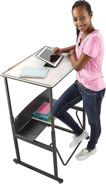 Safco Products AlphaBetter Adjustable-Height Desk, 36" W x 24" D Premium Desktop, Swinging Footrest Bar Classroom and Home School Desk