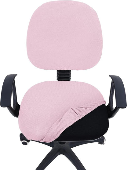 Smiry Stretch Jacquard Office Computer Chair Covers, Removable Washable Universal Desk Rotating Chair Slipcovers Protector, Seat + Backrest Cover, Pink
