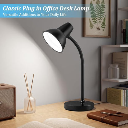LED Desk Lamp with Flexible Gooseneck, Eye-Caring 4.5W Energy-Saving Study Lamps, Anti-tip Heavy Duty Bedside Reading Light, Desk Lamps for College Dorm Room, Home Office, Modern Lamp with 1.6m Cord