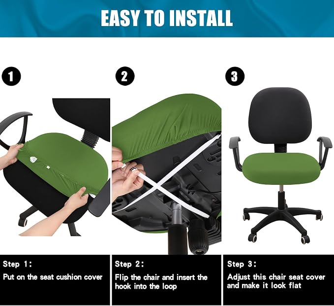 Smiry Printed Office Computer Chair Seat Covers, Stretch Fit Universal Desk Rotating Chair Cover Washable Removable Seat Cushion Protectors - Olive Green