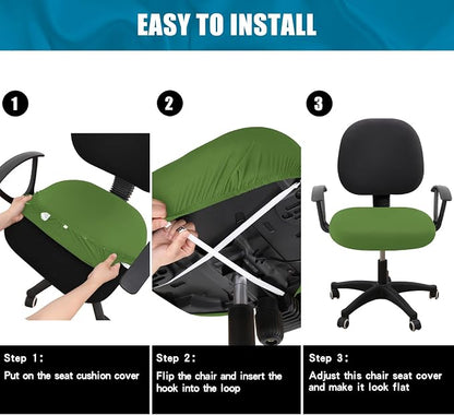 Smiry Printed Office Computer Chair Seat Covers, Stretch Fit Universal Desk Rotating Chair Cover Washable Removable Seat Cushion Protectors - Olive Green