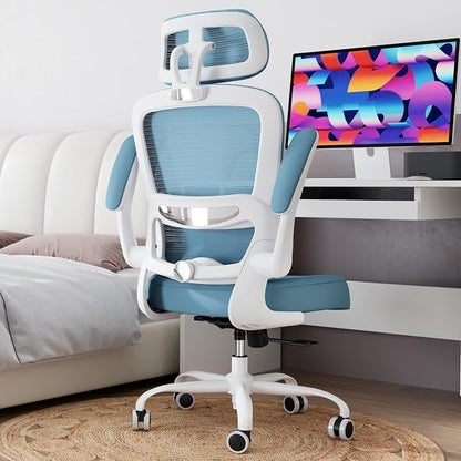 TRALT Office Chair Ergonomic Desk Chair, 330 LBS Home Mesh Office Desk Chairs with Wheels, Comfortable Gaming Chairs (Sky Blue)
