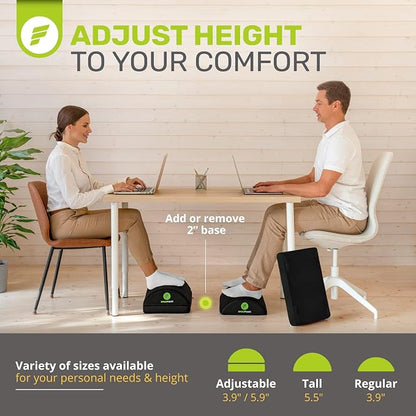ErgoFoam Foot Rest for Under Desk at Work - Chiropractor Endorsed 2in1 Adjustable Premium Under Desk Footrest - Ergonomic Desk Foot Rest with High-Density Compression-Resistant Soft Foam (Black, Mesh)
