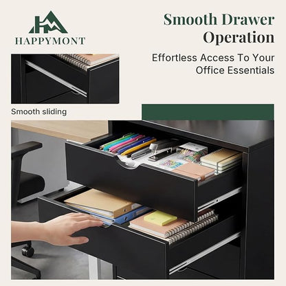 Mobile File Cabinet Under Desk, 7 Drawer Storage Organization with Wheels, Vertical Filing Chest Rolling Wood Small Desk Printer Stand for Home Office, 15.75" D x 18.74" W x 34.25" H