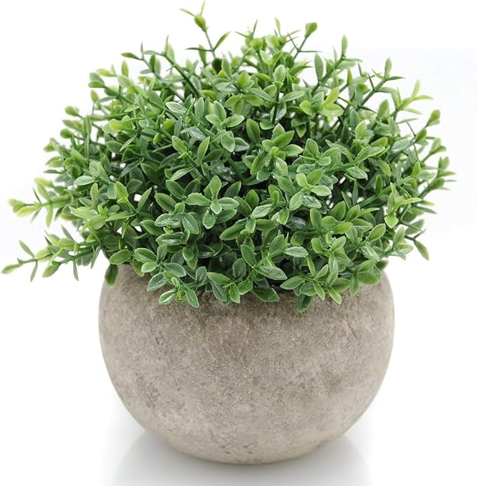 Velener Mini Sage Green Potted Boxwood Topiary Artificial Plants for Home Decor Indoor, Farmhouse House Plant Office Small Desk Shelf Apartment Coffee Bar Bathroom Decor Guest Room, Small Fake Plant