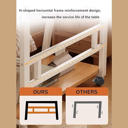 Rolling Computer Desk, 39.4 Inch Small Desks For Small Space, Portable Small Computer Desk with Monitor Stand & 3-Tier Storage, Portable Desk on Wheels for Writing, Home Office, Small Desk for Bedroom