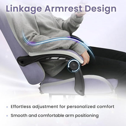 N-GEN GAMING Gaming Chair Video Game Computer Office Desk Use Ergonomic Reclining Backrest Adjustable Armrests Lumbar Support Footrest High Density Foam Breathable Fabric Heavy Duty Base (Purple)