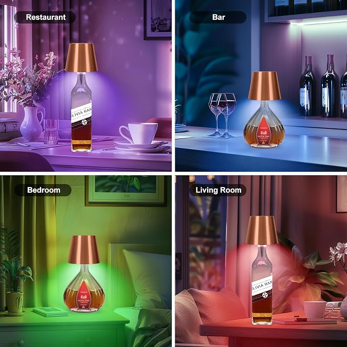 2026 New Wireless Bottle Lamp,RGB LED Bottle Light with Remote(RGB Rose Gold, 1pc)