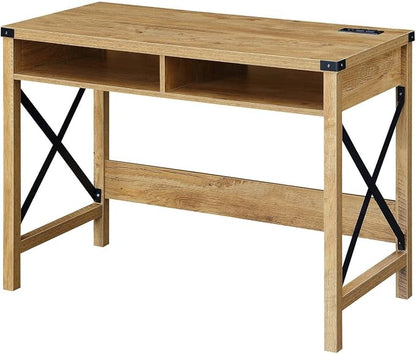 Convenience Concepts Durango Desk with Charging Station, 42", English Oak/Black