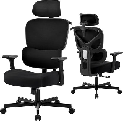 AreShark Ergonomic Office Chair - High Back Breathable Mesh Desk Chair with Lumbar Support & Adjustable Headrest - Rolling Swivel Reclining Comfy Computer Gaming Chair with 2D Armrests for Home Office
