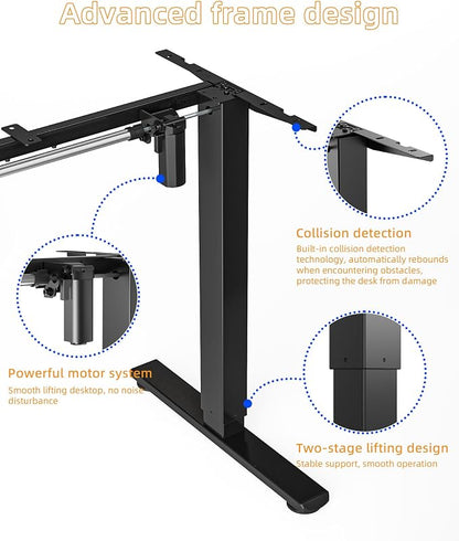 YIHAYO Low Height Adjustable Desk Frame, Lifts 18.1-28.3 Inches, Electric Standing Desk for Short People, DIY Workstation, Computer Table for Home Office (Black)