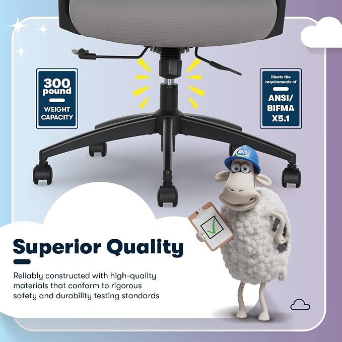 Serta AirHaven SX1200 Ergonomic Office Chair, High Back Mesh Desk Chair with Adjustable Headrest, Lumbar Support, 3D Armrests, ComfortCoils Seat, Swivel Computer Chair with Wheels, Gray