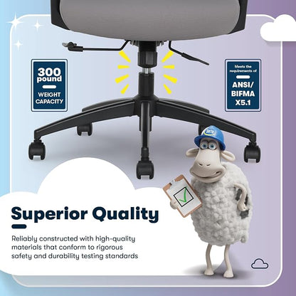 Serta AirHaven SX1200 Ergonomic Office Chair, High Back Mesh Desk Chair with Adjustable Headrest, Lumbar Support, 3D Armrests, ComfortCoils Seat, Swivel Computer Chair with Wheels, Gray