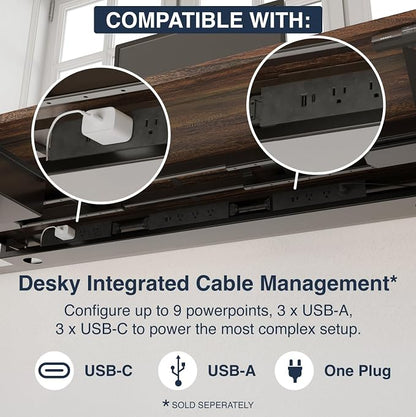 Desky Dual Hardwood Sit Stand Desk - Electric Standing Desk - Dual Motor,3 Stage Adjustable Height Desk - Solid Wood Whole-Piece Top - Standing Desk with Cable Management
