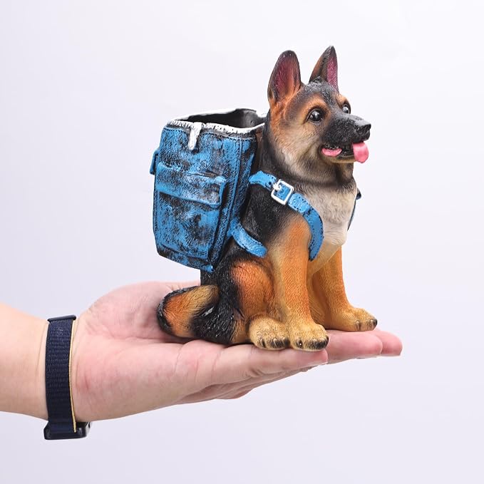 SHENGTIAN German Shepherd Pen Holder, Cute Dog Desk Decor Pencil Holder for Desk, Unique Themed Gifts for German Shepherd Lovers & Owners, Dog Office Supplies Home Decor