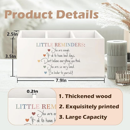 Little Reminders Mental Health Wooden Pen Pencil Holder for Office Desk Accessories, Therapist Gifts, Mental Health Positive Affirmations Makeup Brush Toothbrush Holder Organizer