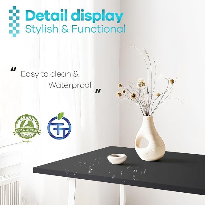 Kaboon 55x20 inch Black Table Top, One-Piece Desktop, Reversible Laminate Countertop, Double Desks, L-Desk DIY