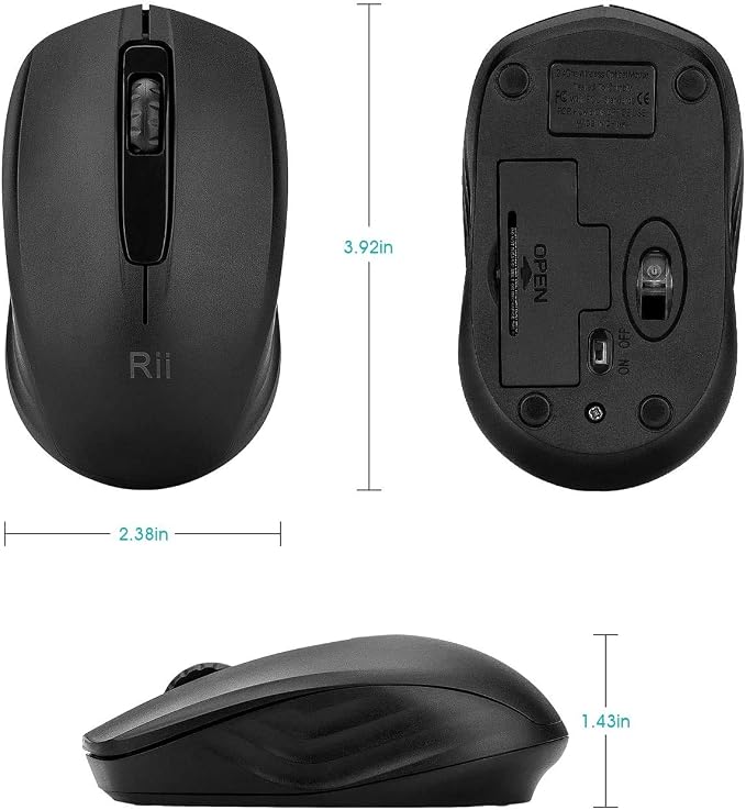 Rii 10-Pack Wireless Mouse,2.4G Portable Computer Mice for PC, Laptop, Windows,Office Included Wireless USB dongle (Black)
