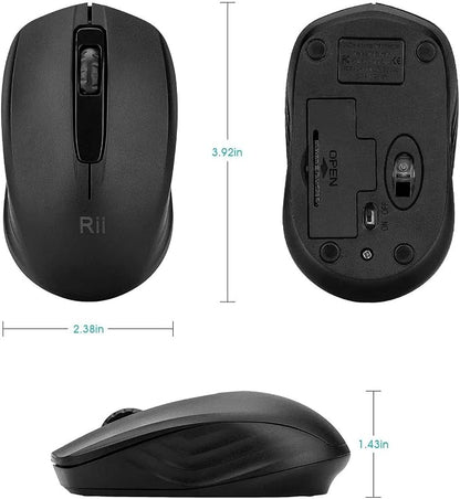 Rii 10-Pack Wireless Mouse,2.4G Portable Computer Mice for PC, Laptop, Windows,Office Included Wireless USB dongle (Black)