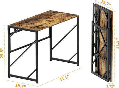 Elephance Folding Desk Writing Computer Desk for Home Office, No-Assembly Study Office Desk Foldable Table for Small Spaces