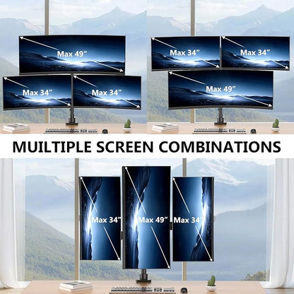 WALI Triple Monitor Mount - Extra Tall 3 Monitor Desk Mount for 17-49 Inch Ultrawide Screens, Up to 44 lbs, Fully Adjustable Heavy Duty Monitor Arm, VESA 75/100 mm (GSDM003-P), Black