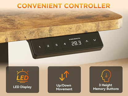 WALKINGDESK 63X55 Inches Reversible L Shaped Standing Desk Height Adjustable with Cup Holder, Electric Corner Computer Desk, Sit Stand up Home Office Desk, Ergonomic Gaming Desk, Rustic Brown