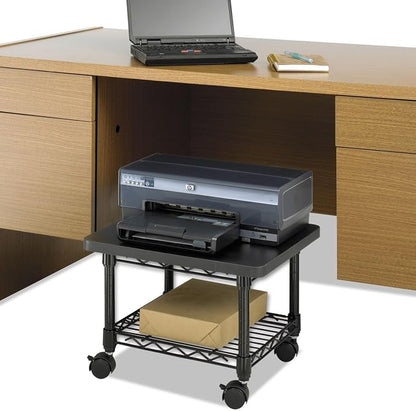 Scranton & Co Under-Desk Printer/Fax Stand, Steel Frame, Laminate Top, Gray Finish, 19"w x 16"d x 13.5"h, Mobile Dual-Wheel Casters, 100 lb Shelf Capacity, Space-Saving Design for Home or Office Use