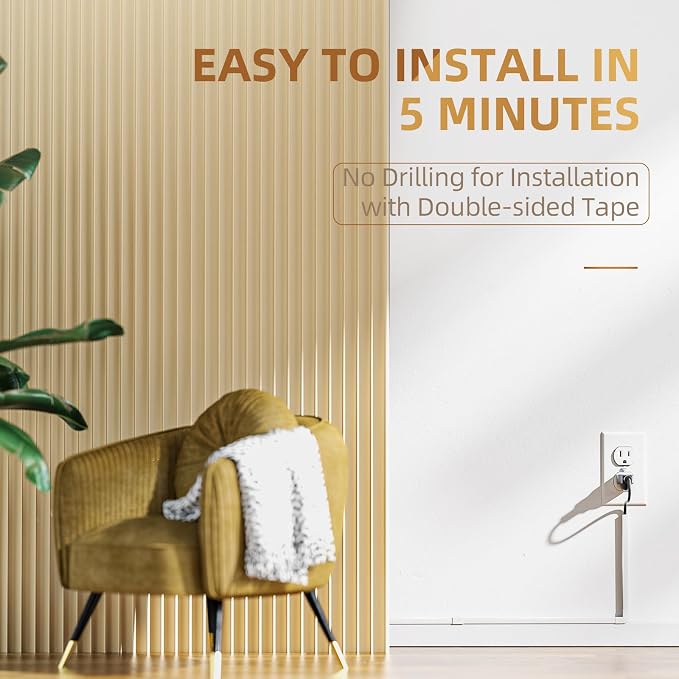 Delamu Cord Hider, 142in Cord Covers for Wires on Wall, One-Cord Cable Hider, Self-Adhesive Wire Hiders Wire Covers for TV Cords on Wall, Paintable Baby Monitor Proof Cord Hider, W0.59 H0.4in, White