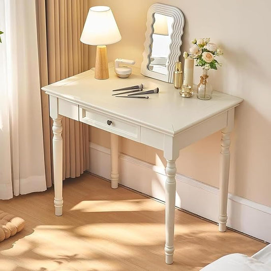 French Country Style Writing Desk, 35”Solid Wood Farmhouse Computer Table with Drawers and Plenty of Room, Stability & Durability for Home Office, Study Workspace or Bedroom