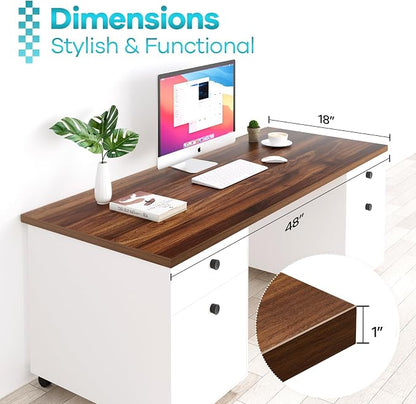 Kaboon 48x18 inches Tabletop, Solid One-Piece Desktop for Sit Stand Desk, Double Desks, L Desk DIY,Wood Countertop Home or Commercial Use,1 inch Thick, Dark Walnut