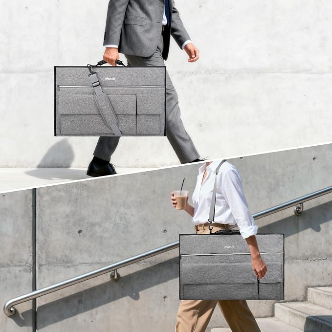 MOSISO Monitor Carrying Case, 24 inch Padded Monitor Travel Bag Cover Case, Protective Computer Monitors Handbag Dust Covers with Adjustable Shoulder Strap & 3 Pockets for 24 inch Monitors, Gray