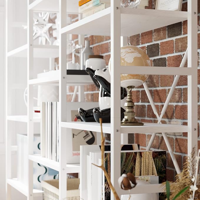 IRONCK Bookcases and Bookshelves Triple Wide 5 Tiers Industrial Bookshelf, Large Etagere Bookshelf Open Display Shelves with Metal Frame for Living Room Bedroom Home Office