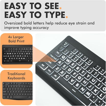 X9 Performance Wired Keyboard and Mouse Combo - Large Print Backlit Keys for Seniors, Lighted Computer Keyboard Wired, 7 LED Colors, 4 DPI Modes, USB Plug and Play for Windows PC