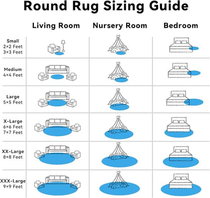OLANLY Bright Blue Round Rugs for Bedroom - Machine Washable, 2 ft Circle Area Rugs for Living Room, Soft and Fluffy Shaggy Carpet for Teen Girl and Boys, Nursery Rooms, Dorms, Home Decor Aesthetic
