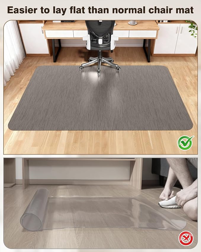 Blvornl Ultra Large Office Chair Mat for Hardwood Floor, Rolling Chair Mat for Hard Wood, Large Anti-Slip Hard Floor Protector, Heavy Duty Computer Desk Rug for Office and Home 50"*63" Brown