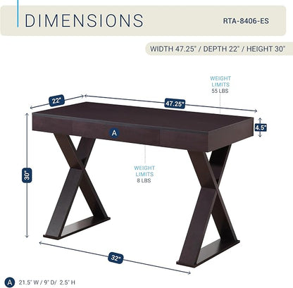 Techni Mobili Trendy Writing Desk with Drawer, Espresso