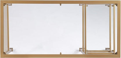 SEI Furniture Jaymes Gold Metal/Glass Writing Desk, Soft Gold