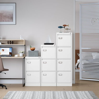 SISESOL 3 Drawer File Cabinet with Lock and Tag,Narrow Three Drawer Filing Cabinet,Vertical Metal File Cabinets,Small White Filing Cabinets for Home Office Fit Letter/A4/Legal Size File,Easy Assembly