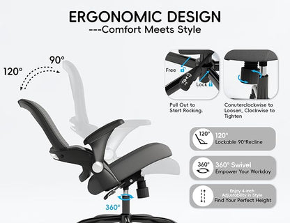 TRALT Office Chair - Ergonomic Office Chair with Back Support, Home Office Desk Chairs, 330lbs Wide Seat Big and Tall Office Chairs, Comfy Desk Chair for Work, Study, Office, Gaming (Black Grey)