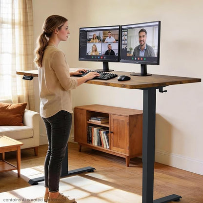 Veken 63" x 28" Super Large Standing Desk, Conference Room Tables, Height Adjustable Electric Computer Desk, Sit to Stand Up, Modern Workstation for Home Office, Writing, Gaming Study, Brown