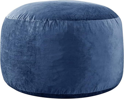 WhatsBedding 3 ft Bean Bag Chair,Large Bean Bag Chairs for Adults with Memory Foam Filling,Lazy Bean Bag Sofa for Living Room,Ultra Soft Velvet Fabric,Pull-Handle,Side-Pocket - 3 Foot,Navy